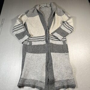 Joseph A Sweater‎ Womens Small Gray Colorblock Long Cardigan Coatigan Open Front